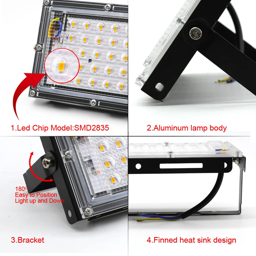 Outdoor LED Flood Light 50W 100W 150W 220V Waterproof Floodlight Indoor LED Spot Light Exterior Street Lamps Landscape Spotlight