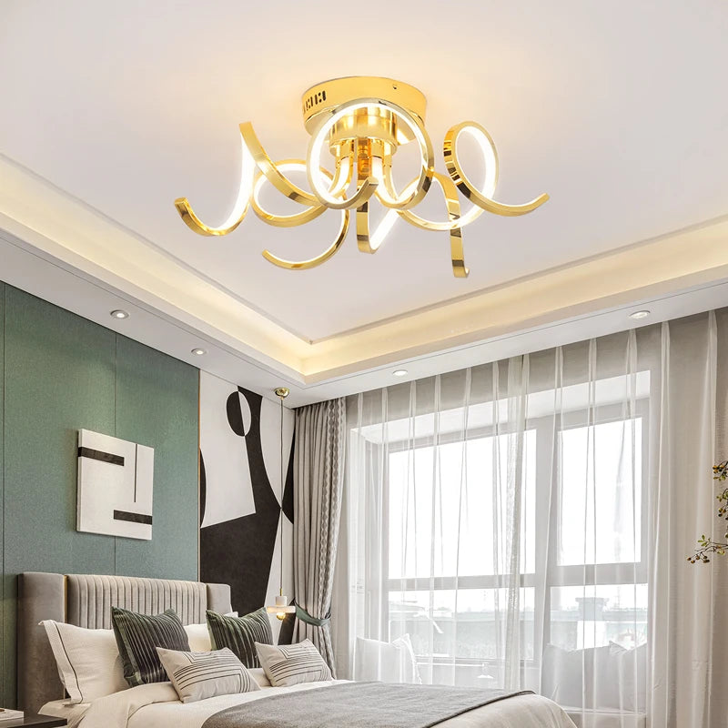 Modern Led ceiling lights For Living Room Bedroom Dining Room Ceiling Mounted LED ceiling lamp Chrome/Gold Finished AC90-260V