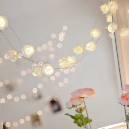 1.5M 3M 6M Rose Flower LED Fairy Light USB Operated String Lights Christmas Decorative Light For Wedding Party Living Room Decor