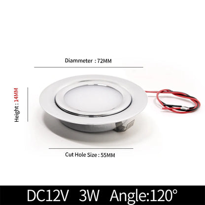 4/8PCS Stainless steel waterproof LED spotlight IP65 bathroom Ceiling or boat Built-in outdoor house Slim mini 12V downlight