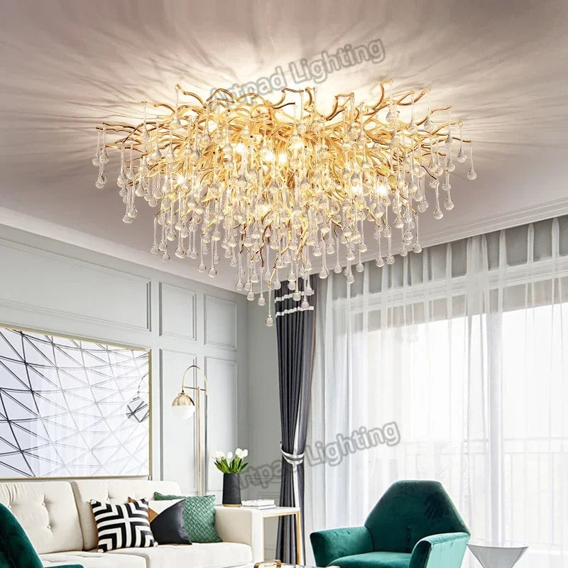 Modern Branch Crystal Chandeliers Gold Luxury Lighting Chandelier for Bedroom  Dining Living Room Kitchen Light