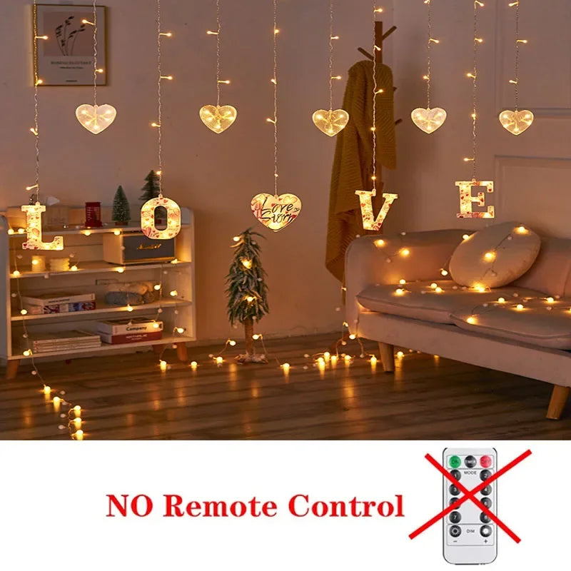 Wedding Decoration Led Fairy String Lights Garland Curtain for Valentine Day Gift Party Home Room New Year Christmas Decor 2024