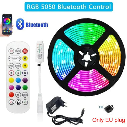 LED Strip Lights 5050 RGB Led Light Strip WiFi Flexible Ribbon Colors Changing Light Diode Led Lighting Room Decor only EU Plug