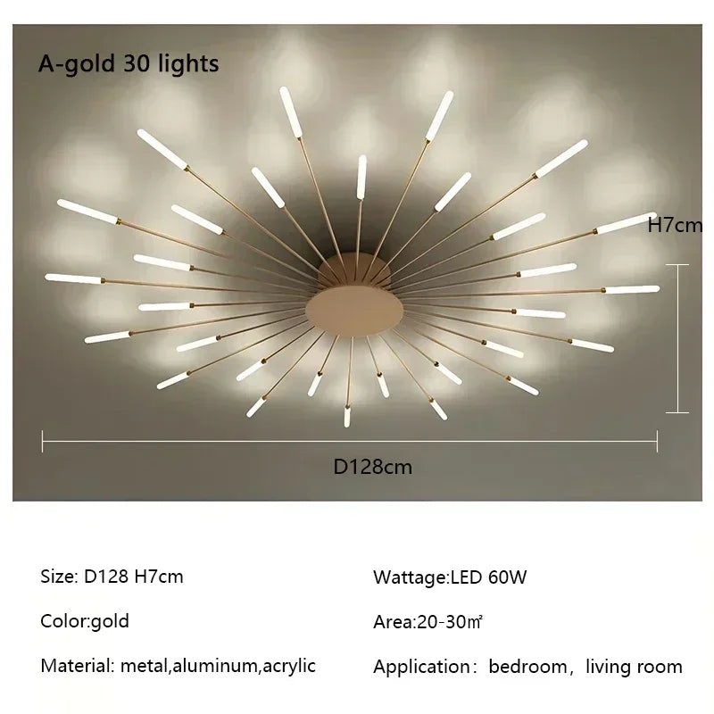 Modern Spiral Firework Led Chandelier Lighting Living Dining Room Ceiling Lights Luminaria Home Decor Bedroom Loft Dimmable Lamp