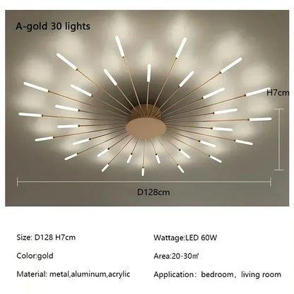 Modern Spiral Firework Led Chandelier Lighting Living Dining Room Ceiling Lights Luminaria Home Decor Bedroom Loft Dimmable Lamp