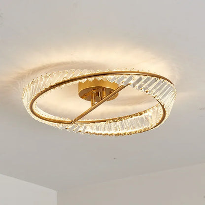 Modern LED Ceiling Light Crystal Rings Lamp Dimmable Gold Lustre for Living Dining Room Bedroom Indoor Home Decoration Fixtures