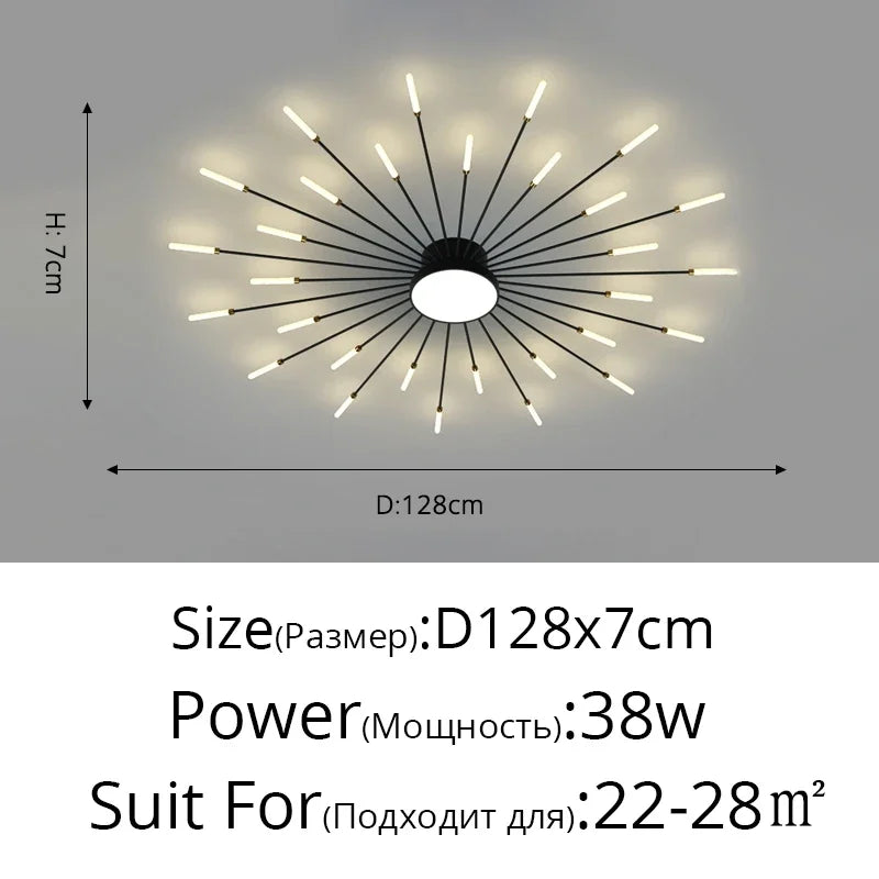 Modern Led Ceiling Chandelier Lights For Bedroom Living Room Minimalist Fireworks Led Ceiling Lamp Chandeliers Black