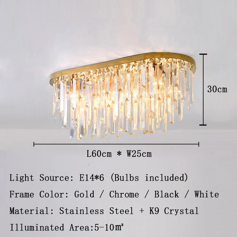 Crystal Square Ceiling Lights New Gold Lamps Modern Plafonnier LED Lighting for Living Room Luxury Lustres Home Decor Luminaria