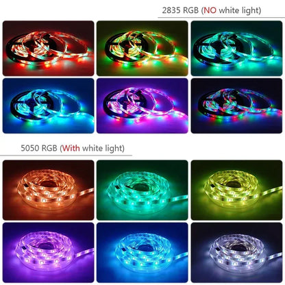 LED Strip Lights 5050 RGB Led Light Strip WiFi Flexible Ribbon Colors Changing Light Diode Led Lighting Room Decor only EU Plug