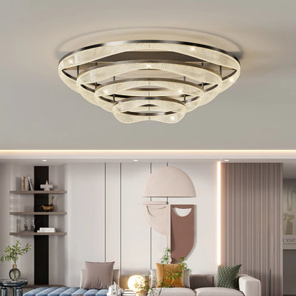 Nordic Brass Led Ceiling Lamp Lights For Living Room Bedroom Foyer Copper Modern Minimalist Ring Led Ceiling Chandelier Light