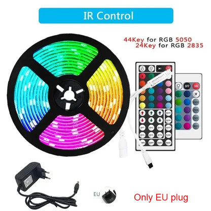 LED Strip Lights 5050 RGB Led Light Strip WiFi Flexible Ribbon Colors Changing Light Diode Led Lighting Room Decor only EU Plug