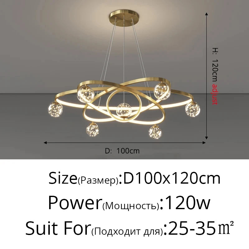 Modern Minimalist Led Ceiling Chandelier Hanging Wire Fixture for Living Room Bedroom Lamp Home Decor Indoor Lighting Black Gold