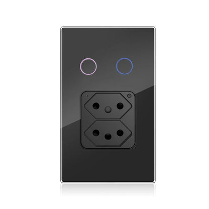 Shawader Wifi Smart Brazil Wall Socket Light Switch 20A Plug Outlet Touch Sensor Glass Panel Remote by Tuya Alexa Google Home