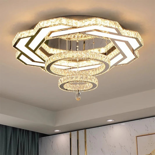 Nordic Minimalist Luxury Crystal Led Ceiling Chandelier Living Dining Room Bedroom Ceiling Lamps Home Decor Crystal Pendant Lamp