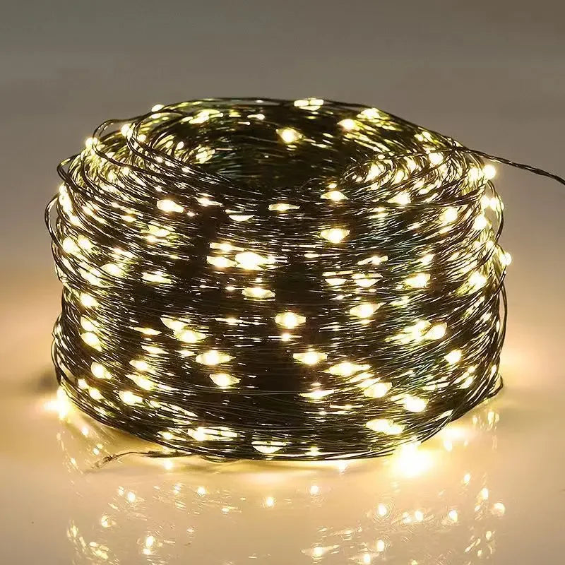 100m/200m LED String Lights Fairy Christmas Garland Outdoor Decor Lights Waterproof With Remote For Tree Street Bedroom Wedding