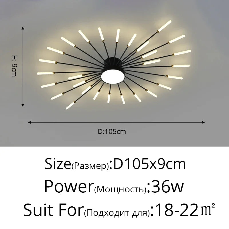 Modern Led Ceiling Chandelier Lights For Bedroom Living Room Minimalist Fireworks Led Ceiling Lamp Chandeliers Black