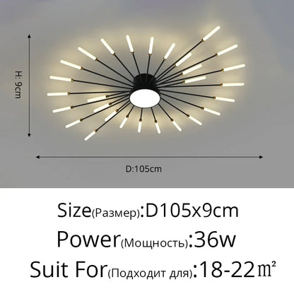 Modern Led Ceiling Chandelier Lights For Bedroom Living Room Minimalist Fireworks Led Ceiling Lamp Chandeliers Black