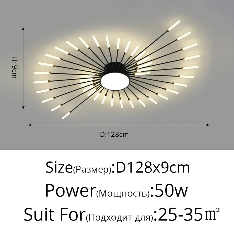 Modern Led Ceiling Chandelier Lights For Bedroom Living Room Minimalist Fireworks Led Ceiling Lamp Chandeliers Black