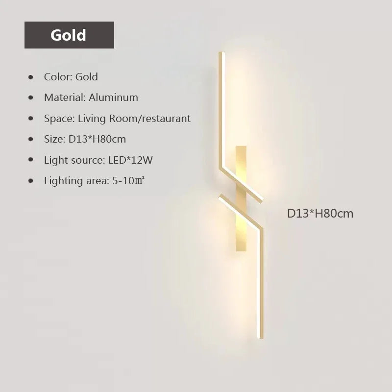 LED Wall Lamp Modern Minimalist Strip Wall Decor Lights Lighting For Bedroom Bedside Living Room TV Sofa Lobby Background Decor