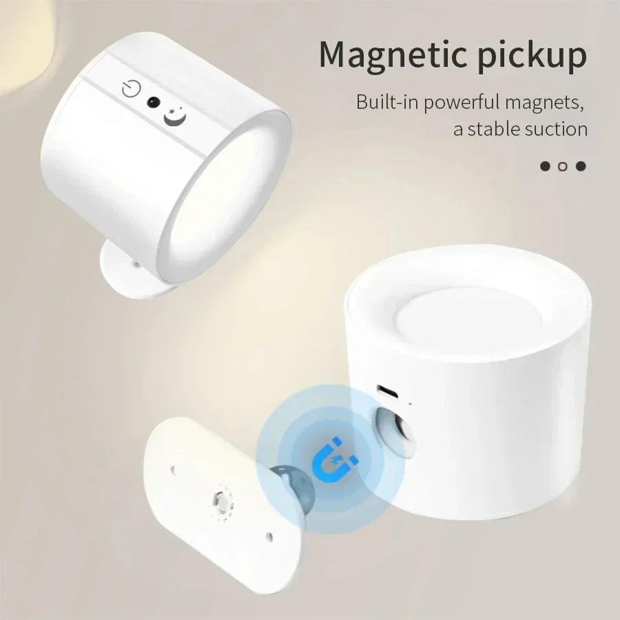 Magnetic LED Wall Light Rechargeable Touch Control Double Head Spotlight Lamp 360 Rotatable Wireless Wall Lights For Bedroom