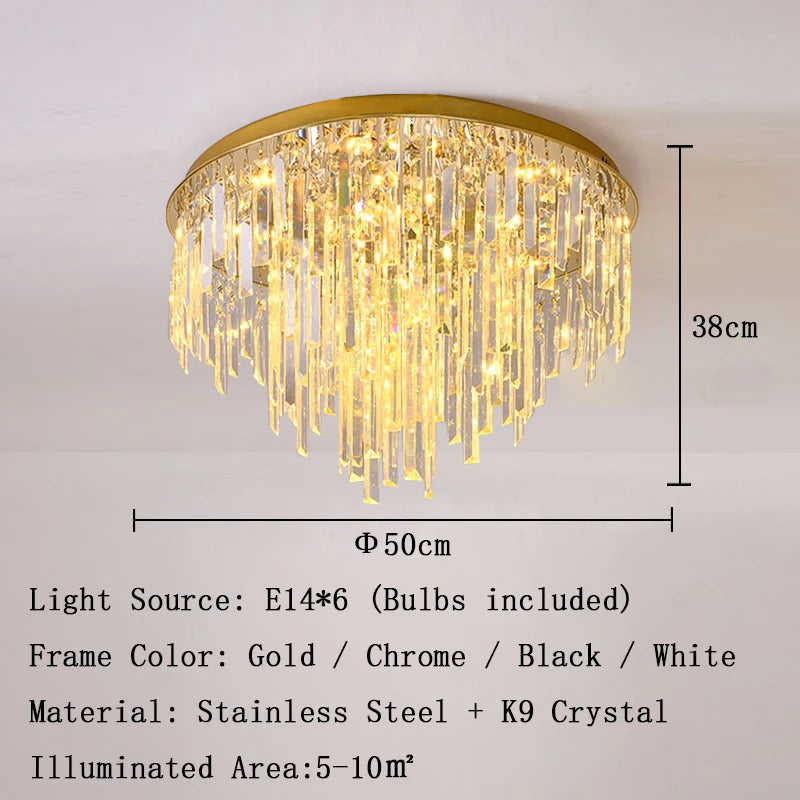 Crystal Square Ceiling Lights New Gold Lamps Modern Plafonnier LED Lighting for Living Room Luxury Lustres Home Decor Luminaria