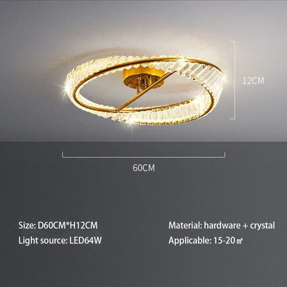 Modern LED Ceiling Light Crystal Rings Lamp Dimmable Gold Lustre for Living Dining Room Bedroom Indoor Home Decoration Fixtures