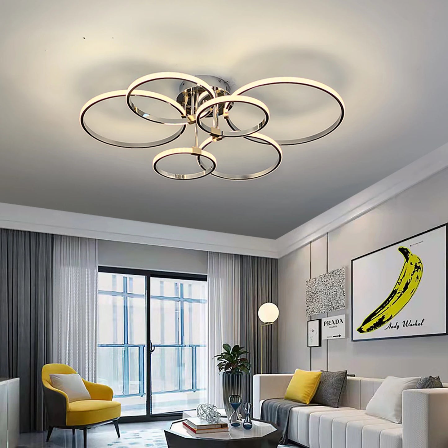 Modern Led Chandelier Gold/Chrome Led Ceiling Lights For Living Bedroom Kitchen 4-6 Ring Dimmable Ceiling Chandelier lustre