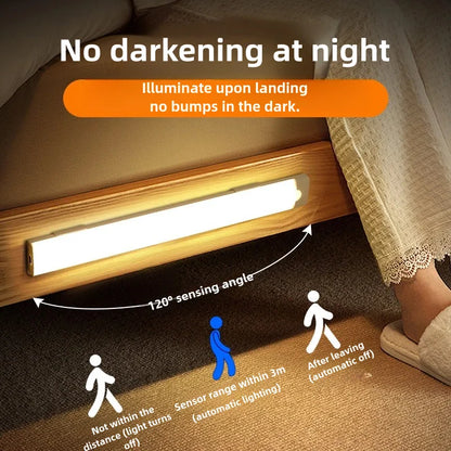 20-80cm LED Motion Sensor Light Night Wireless Lamp USB Rechargeable Wall Under Cabinet Bedroom For Kitchen Wardrobe Battery