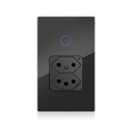 Shawader Wifi Smart Brazil Wall Socket Light Switch 20A Plug Outlet Touch Sensor Glass Panel Remote by Tuya Alexa Google Home