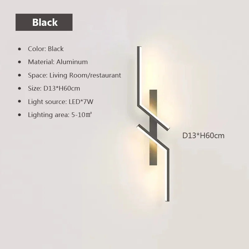 LED Wall Lamp Modern Minimalist Strip Wall Decor Lights Lighting For Bedroom Bedside Living Room TV Sofa Lobby Background Decor