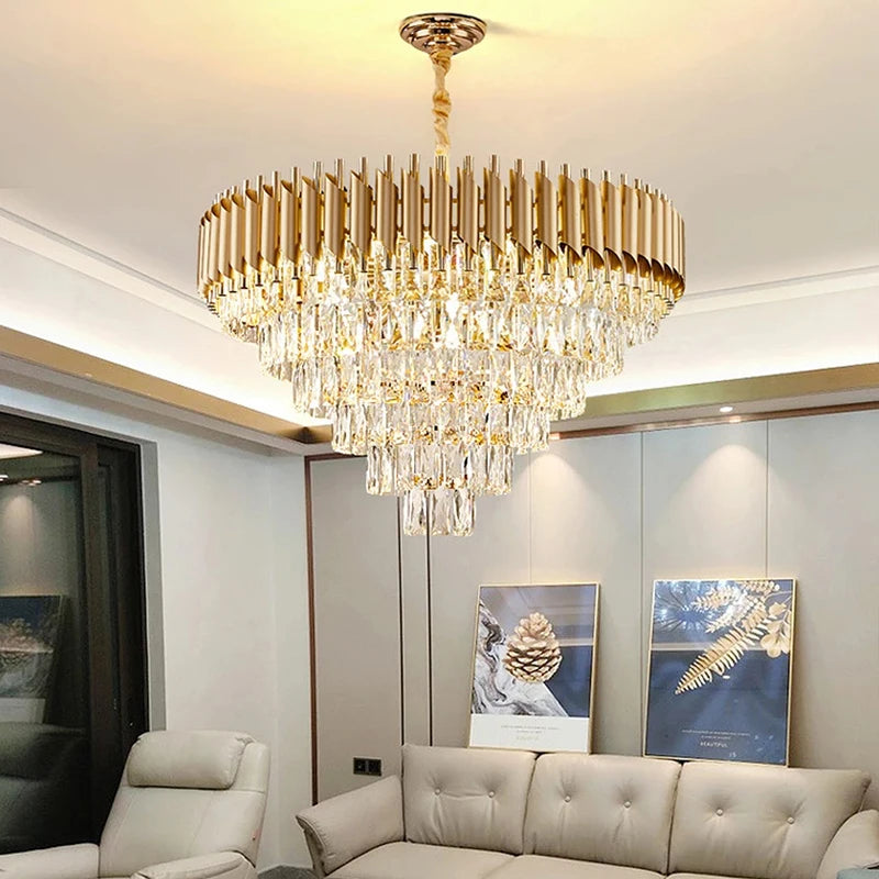 Luxury Modern Crystal Ceiling Chandelier For Living Room Lights Lustre Home Decor Indoor Lighting LED Dining Room Pendant Light