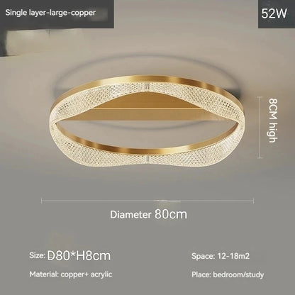 Nordic Brass Led Ceiling Lamp Lights For Living Room Bedroom Foyer Copper Modern Minimalist Ring Led Ceiling Chandelier Light