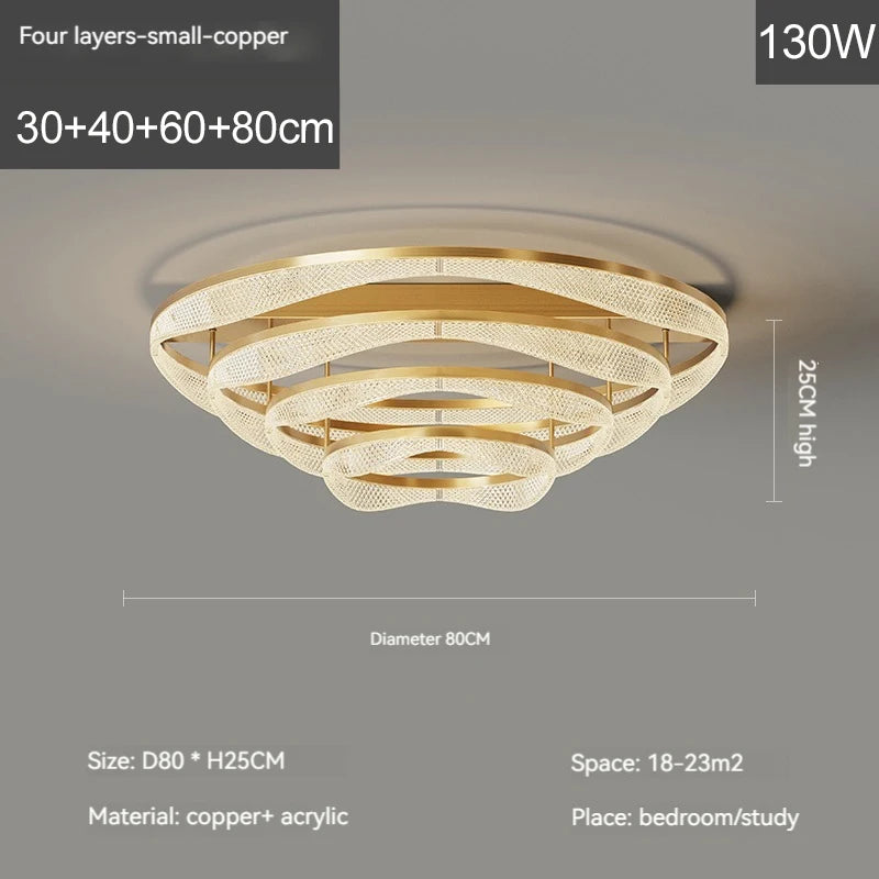 Nordic Brass Led Ceiling Lamp Lights For Living Room Bedroom Foyer Copper Modern Minimalist Ring Led Ceiling Chandelier Light