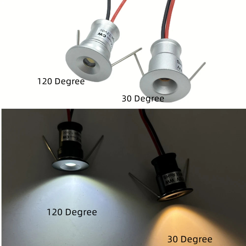 Mini Spot LED 12V Downlights Dimmable 1W Ceiling Lamp Set Remote Controller 15mm Recessed Black Silver White Cabinet Spot Lights