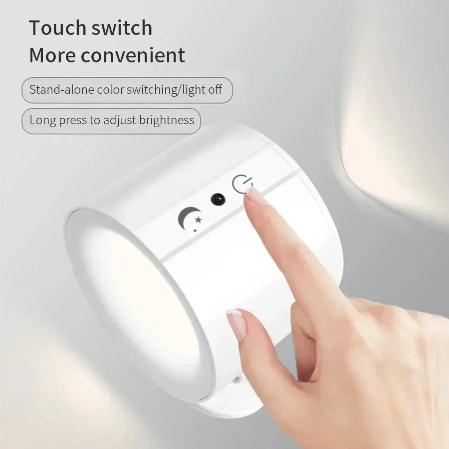 Magnetic LED Wall Light Rechargeable Touch Control Double Head Spotlight Lamp 360 Rotatable Wireless Wall Lights For Bedroom