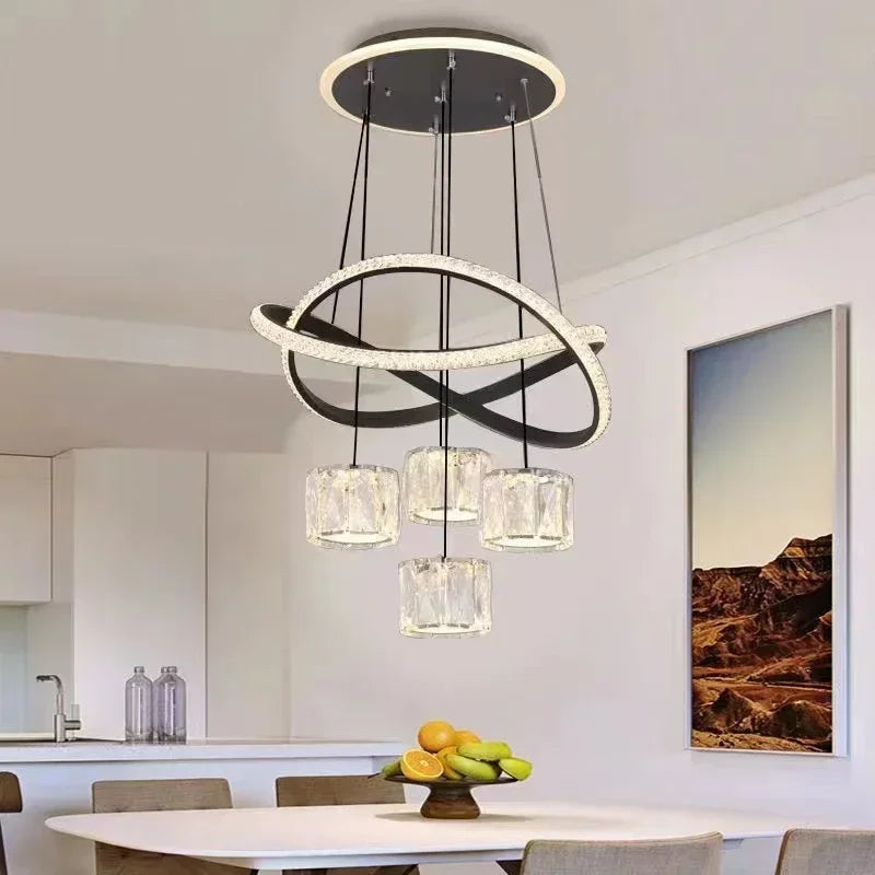 LED Lamp Dining Room Living Ring Dimmable Bedroom Kitchen Interior Linea Ceiling Round Modern Led Ring Chandelier Pendant Light