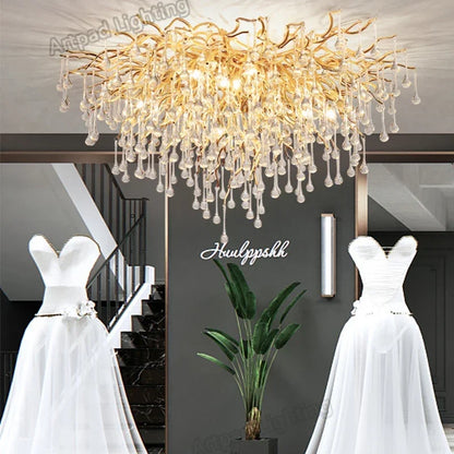 Modern Branch Crystal Chandeliers Gold Luxury Lighting Chandelier for Bedroom  Dining Living Room Kitchen Light