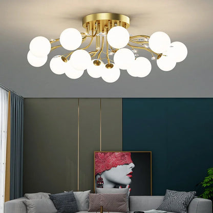 Modern LED Star Glass Ball Chandelier Nordic Interior Decoration Lamps Luxury Ceiling Light for Living Room Bedroom