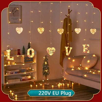 Wedding Decoration Led Fairy String Lights Garland Curtain for Valentine Day Gift Party Home Room New Year Christmas Decor 2024