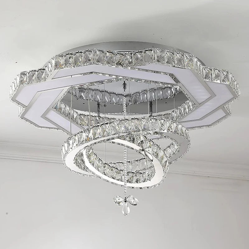 Nordic Minimalist Luxury Crystal Led Ceiling Chandelier Living Dining Room Bedroom Ceiling Lamps Home Decor Crystal Pendant Lamp