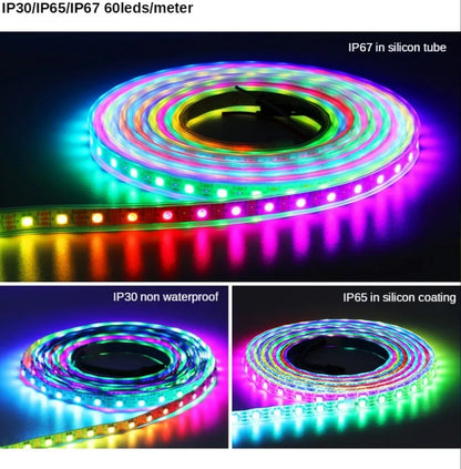 DC5V WS2812B WS2812 Smart 5050 RGB LED Strip Individuaily Addressable Light Tape 30/60/96/144Pixels/m Black/White PCB IP30/65/67