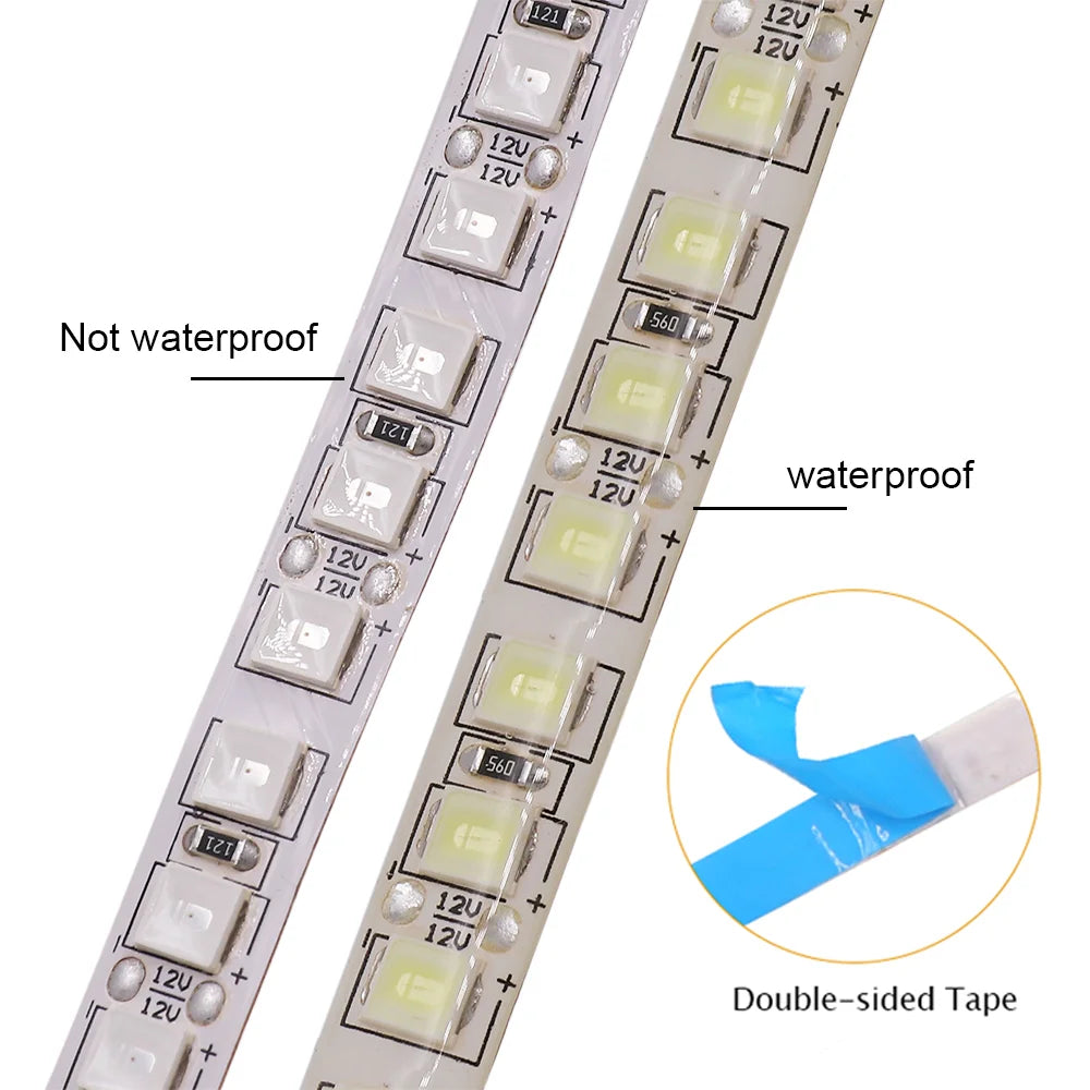 12V 24V LED Strip 5050 5054 LED Tape Diode 5M 60 120 240 480LEDs/m SMD2835 Waterproof Ribbon Home Room Decor Warm Natural White