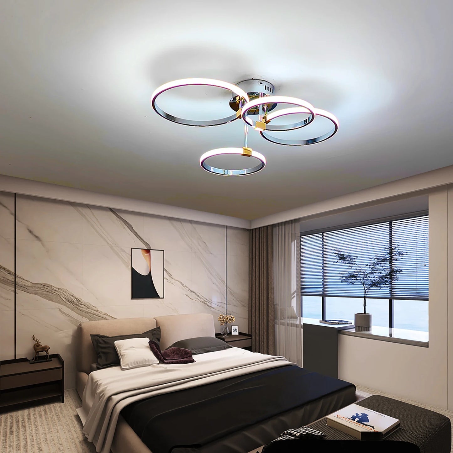 Modern Led Ceiling Light Gold/Chrome Dimmable Led Chandelier For Living Bedroom Kitchen 4-6 Ring Ceiling Chandelier lustres