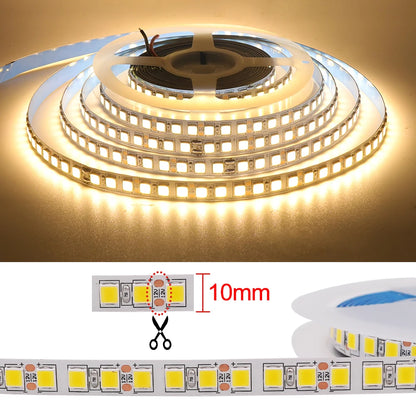 12V 24V LED Strip 5050 5054 LED Tape Diode 5M 60 120 240 480LEDs/m SMD2835 Waterproof Ribbon Home Room Decor Warm Natural White