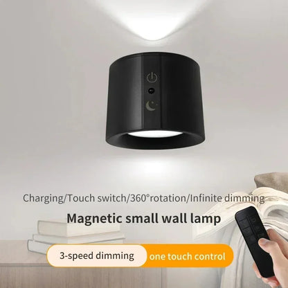 Magnetic LED Wall Light Rechargeable Touch Control Double Head Spotlight Lamp 360 Rotatable Wireless Wall Lights For Bedroom