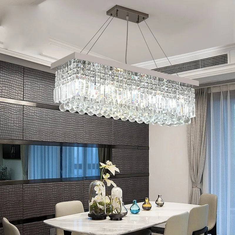 LED Crystal Suspend Modern Dining Pendant Home Chandelier Lamp Hanging Living Woonkamer Dining Room Household Lights For Bedroom