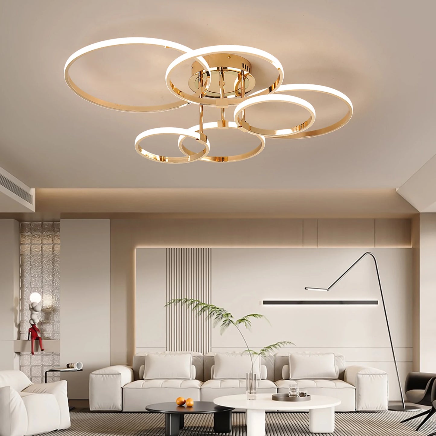 Modern Led Ceiling Light Gold/Chrome Dimmable Led Chandelier For Living Bedroom Kitchen 4-6 Ring Ceiling Chandelier lustres