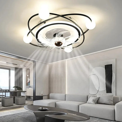 New Ceiling Fan Light Living Room Bedroom Modern and Simple Home Intelligent Remote Control Restaurant LED Fan Light