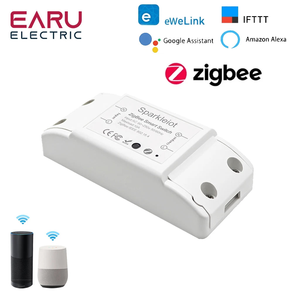 WiFi Zigbee 10A Smart Switch Breaker Module Wireless Remote Switch Alexa Google Home by Tuya eWeLink APP Remote Voice Control