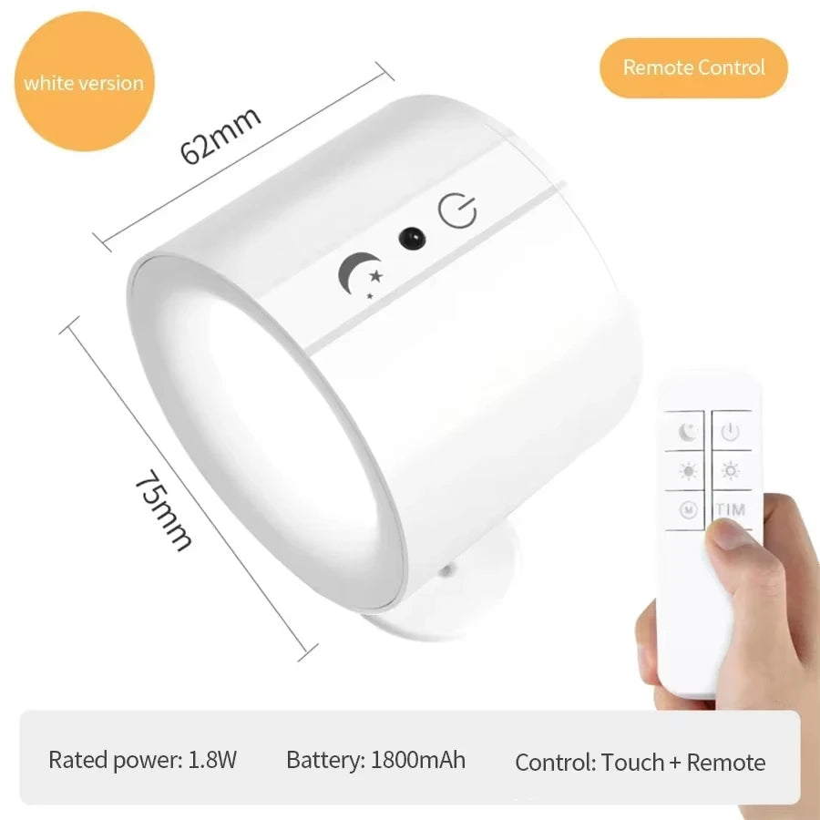 Magnetic LED Wall Light Rechargeable Touch Control Double Head Spotlight Lamp 360 Rotatable Wireless Wall Lights For Bedroom